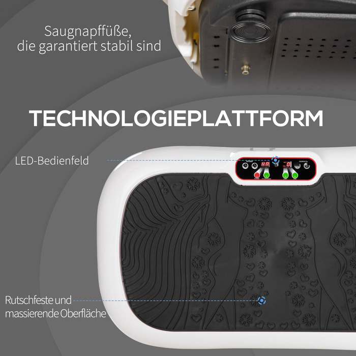 Тренажер HOMCOM Vibration Plate з 2 фітнес-гумками, 99 рівнями вібрації до 120 кг, для ефективного тренування всього тіла 200 Вт