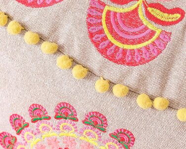 Пуф для сидіння Mandala Life ART Round Boho (60x20 см, червоний) - декоративний, бавовняний, без наповнювача