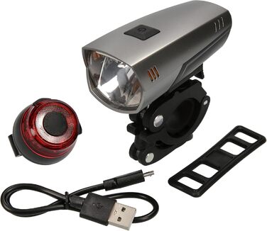 Велофара Windmeile: комплект передньої та задньої велофари з USB, LED OSRAM, 35 Lux, IPX5, сертифікат StVZO, для електровелосипедів та педал-електровелосипедів