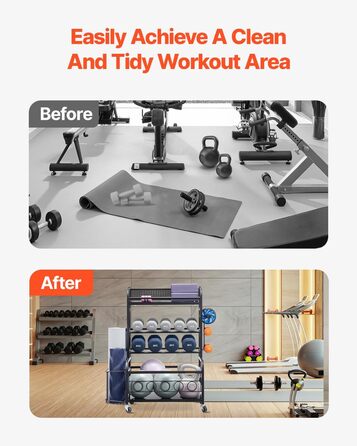 Стойка для йоги та гантелей VEVOR з колесами та гачками, 86 x 41 x 102 см - для дому та фітнесу