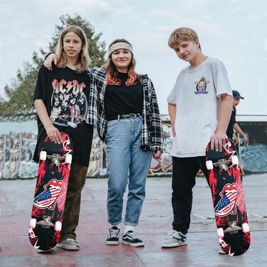 Скейтборд Rockwave для початківців та досвідчених райдерів: дитячий, підлітковий, дорослий, 78.9x20.3 см, 7-шаровий клен, подвійний конкейв