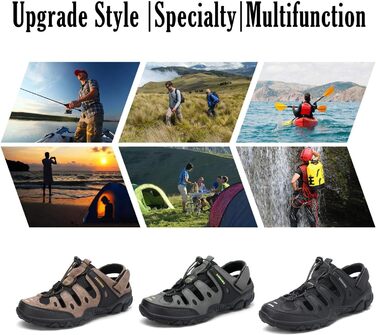 Чоловічі та жіночі сандалі SAGUARO: зручні, дихаючі, для активного відпочинку, туризму та трекінгу, чорного кольору, 46 EU