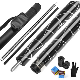 Професійний більярдний кий Billardqueue з карбону, низький перехід, з кейсом та аксесуарами, 12.5 мм наконечник, 147.3 см, 567-595 г