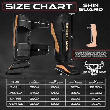 Нагороники для ніг BEAT RAGE для кікбоксингу, муай-тай, ММА, BJJ, карате, тхеквондо (золотий)
