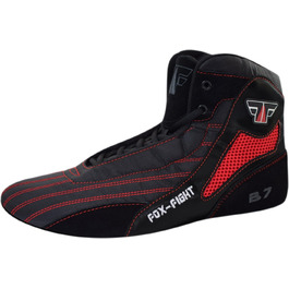 FOX-FIGHT B7: Спортивне взуття для самбо, боротьби та фітнесу | З шкіряною підошвою | Для жінок та чоловіків | Дихаюче, гнучке | Чорний, червоний, 39 EU