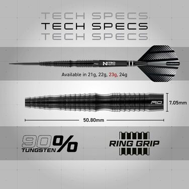 Професійний набір дротиків Red Dragon Razor Edge Extreme 23 г з вольфраму з оперенням та стрижнями
