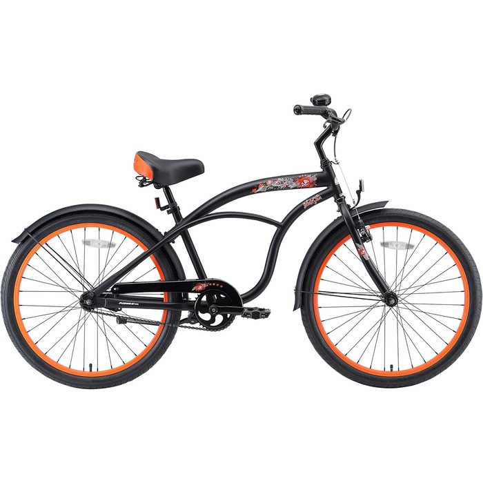 Дитяче велосипед BIKESTAR 24 дюйми для хлопчиків та дівчаток від 6 років | Круізер | Чорний колір