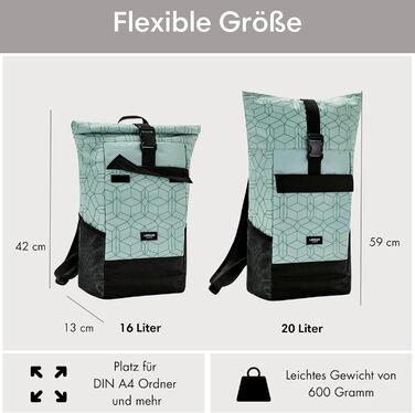 Рюкзак LARKSON No 4 Rolltop водостійкий з відділенням для ноутбука, для жінок і чоловіків, універсальний для роботи, навчання та велосипеда, великий дорожній рюкзак