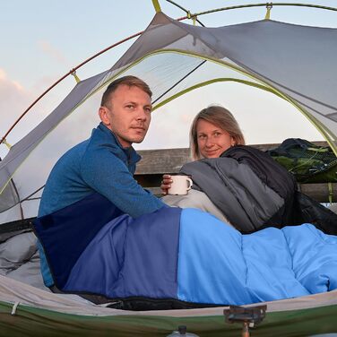 Спальний мішок Outplea для кемпінгу, 3-4 сезони, водонепроникний, 220x80 см, для дорослих та дітей, блакитний