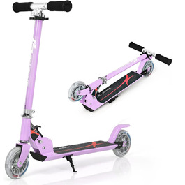 Дитячий ролер GOPLUS Roller Kinder 4 роки з LED-колесами, гальмом та підніжкою, регульований, алюмінієвий, до 70 кг