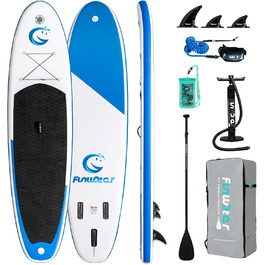 Надувна SUP-дошка FunWater з регульованим веслом, насосом, антиковзким EVA покриттям, страховочним шнуром і сидінням для дорослих SMILE