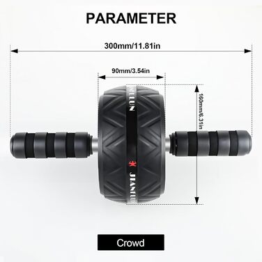 Ролер для пресу AB Roller - тренажер для пресу з килимком для колін. Антиковзне обладнання для тренування пресу вдома. Підходить для початківців та професіоналів, чорний