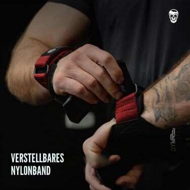 Гриппи для важкої атлетики Gymreapers (пара) для станової тяги, паверліфтингу та веслування, неопренові лямки-захисники для рук (Червоний, S)