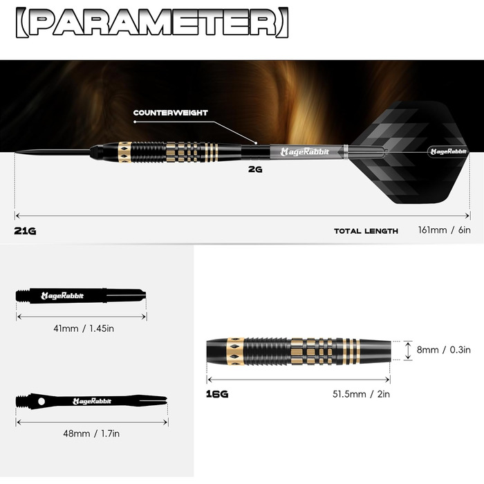 Дарти сталеві професійні 21г (3 шт.) з металевими наконечниками, алюмінієвими стеблами та пір'ями - набір для гри в дартс