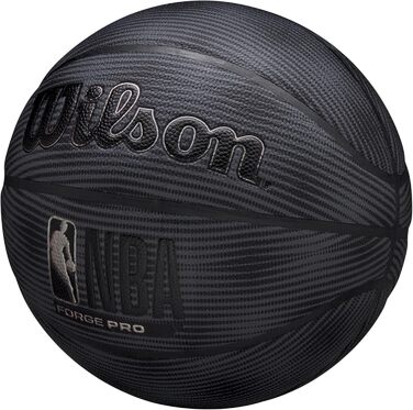 Баскетбольні м'ячі Wilson NBA Forge Pro Indoor/Outdoor, розмір 6 та 7, чорний/сріблястий. Офіційний м'яч NBA.