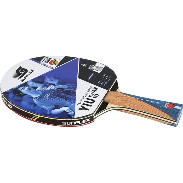 Професійна ракетка для настільного тенісу Sunflex YIU Kwan, ITTF сертифікований накладка Mikado 2,1 мм, увігнута ручка, для змагань, для клубних гравців