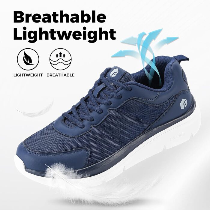 Чоловічі кросівки для ходьби FitVille з широкою колодкою, легкі, для відпочинку, з амортизацією, поверненням енергії, для фітнесу, дихаючі, для залу, гнучкі, розмір 40-50, колір: темно-синій