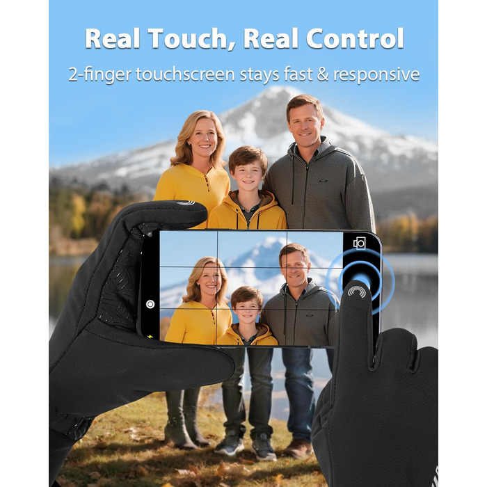 Зимові рукавички RIGWARL для чоловіків та жінок, водонепроникні вело-рукавички з підтримкою сенсорного екрану, теплі рукавички для їзди на велосипеді, катання на конях, бігу, мотоцикла, хайкінгу, прогулянок, чорний колір, розмір L