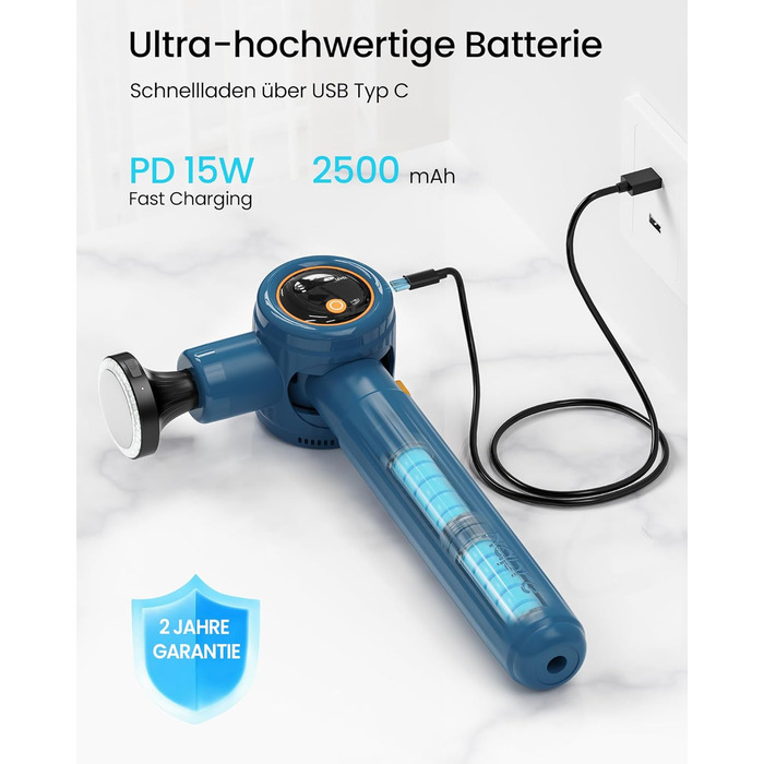 Масажний пістолет Napre з підігрівом та червоною світлотерапією для м'язів спини та шиї, з подовжувальною ручкою та 3 кутами нахилу