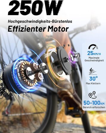 Електровелосипед ONESPORT DUOTTS C29 для дорослих, гірський e-bike з знімним акумулятором 48V 15Ah, мотор 250W, 21 швидкість, LCD-дисплей, для чоловіків і жінок