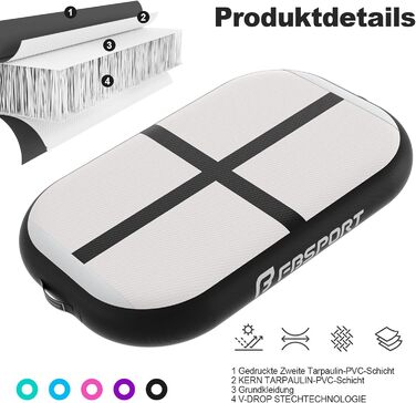 Airtrack FBSPORT 60x100x10 см: килимок для гімнастики, акробатики, йоги з насосом та сумкою