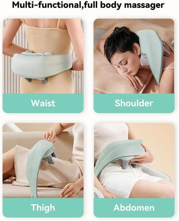 Масажер для шиї Snailax 4D з підігрівом та Shiatsu, електричний масажер для шиї, плечей та спини, зелений