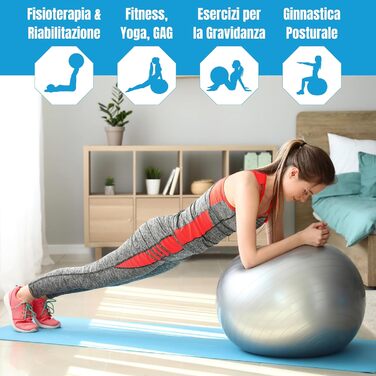 Фітбол TONKEY ACTIVE LIFE з насосом, 42-75 см – м'яч для йоги, фітнесу, реабілітації та вагітних, домашній тренажер