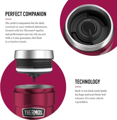 Термокружка Thermos King з нержавіючої сталі, 470 мл, колір малиновий