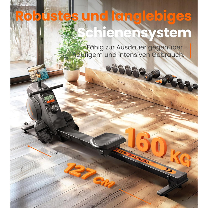 YOSUDA 02-Magnetic Pro: Гребний тренажер для дому, ультратихий, з магнітним опором, 16 рівнів, LCD-дисплей, компактний, до 160 кг