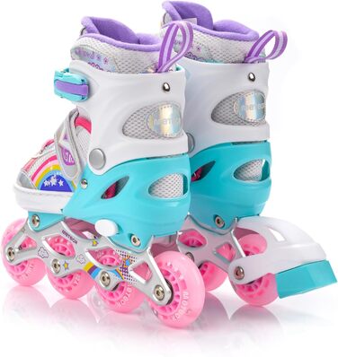 Дитячі ролики-інлайнери LED з регулюванням, кольорові, з підсвічуванням, для перших спроб катання, з батютком