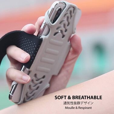 Спортивний браслет для телефону BONE Laufarmband: універсальний для iPhone 16/15/14/13/12 Pro Max XS XR X та Samsung Galaxy (сірий, S, 20-25 см)