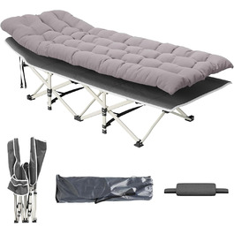 Розкладне ліжко-крісло для кемпінгу з матрацом, 176x64x37 см. Макс. вантажопідйомність 250 кг, з сумкою для перенесення. Підходить для відпочинку на природі, в саду, на пляжі та в подорожах.