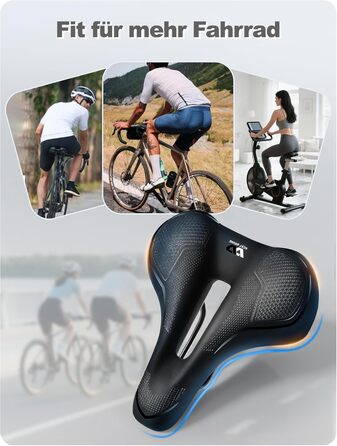 PRMHOOT Велосипедне сідло для чоловіків та жінок з Memory Foam, зручне, м'яке, ергономічне, дихаюче, амортизуюче. Підходить для електровелосипедів, MTB, шосе, міських велосипедів (Чорний)