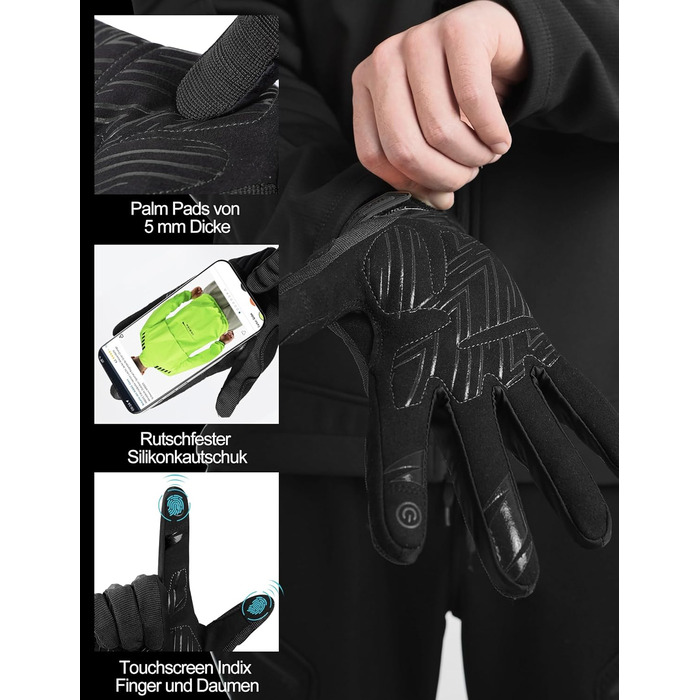 Рукавички INBIKE для MTB, Motocross: повний захист, TPR накладки на пальці, SCR-Pad, чорний, розмір M