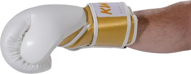 Боксерські рукавички KWON KO Champ 10oz золоті/білі, шкіра, для кікбоксингу
