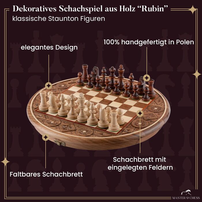 Шахи Master of Chess ручної роботи з дерева, рубінові, декоративні, фігурні