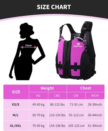 Спасальний жилет Owntop для дорослих, рожевий, M-L. Легкий жилет з піни, унісекс, для SUP, каякінгу, риболовлі, вітрильного спорту, каное.