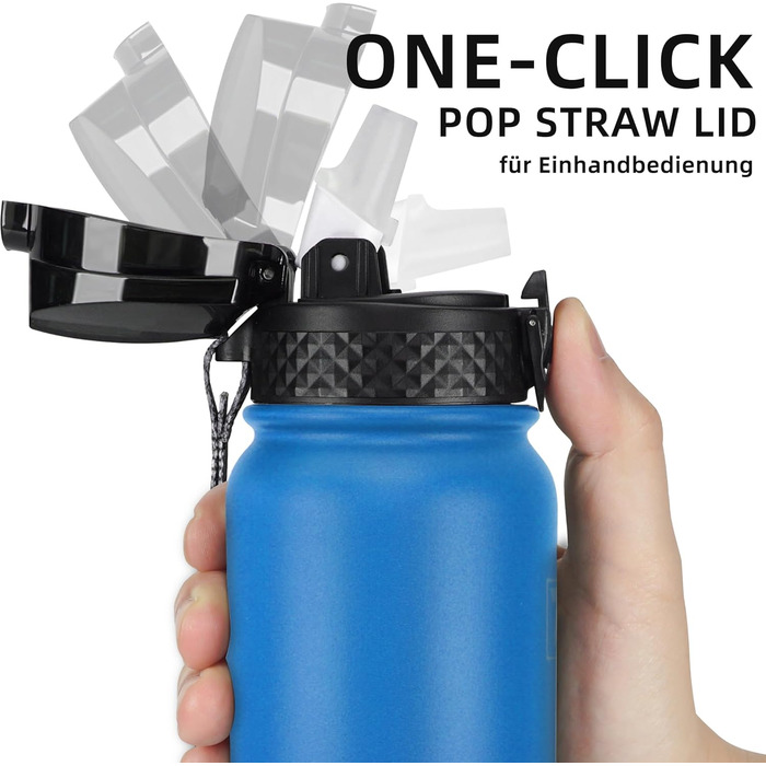 Фанхав 600 мл, ізольована спортивна пляшка для води з трубочкою, чорна, для школи, дітей, чоловіків та жінок