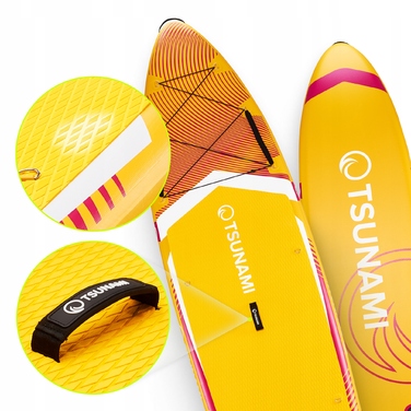Надувна SUP-дошка Tsunami 350 см, багатоколірна, ПВХ, з веслом та рюкзаком