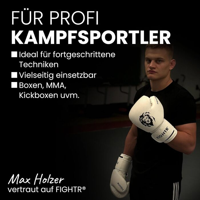 Боксерські рукавички FIGHTR® Pro з натуральної шкіри | Для чоловіків та жінок | Для боксу, ММА, муай-тай, кікбоксингу та єдиноборств | 10, 12, 14, 16 oz | З сумкою 14 oz All Black