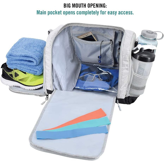 Спортивна сумка FocusGear Ultimate Gym Bag 2.0, водовідштовхувальна, 10 відділень, середня, зелена, 29,8×26,7×50,8 см