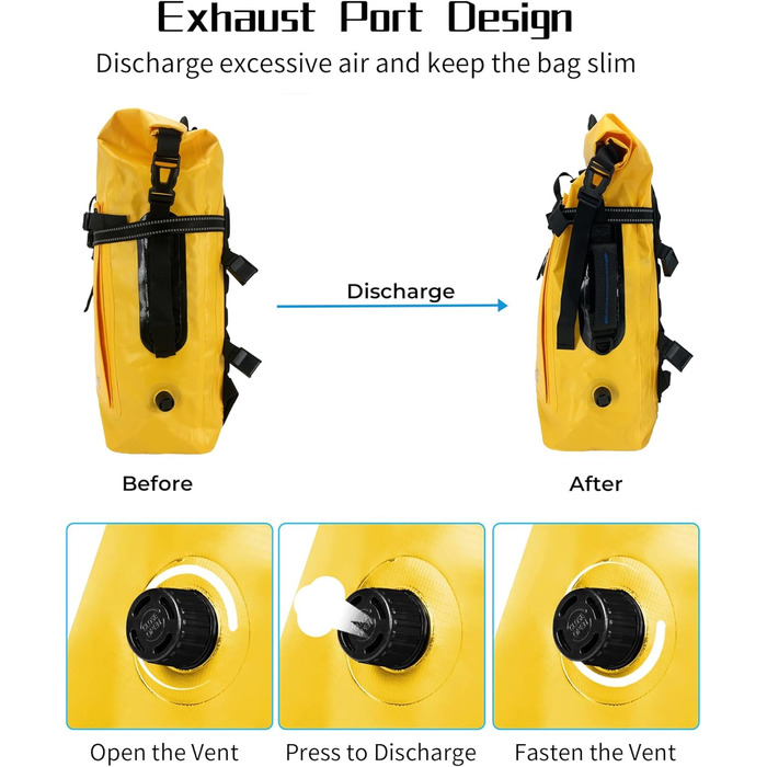 Водонепроникний рюкзак 35L для каякінгу, рафтингу та пляжу (жовтий)