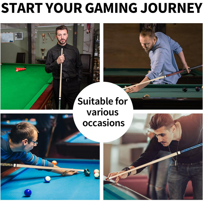 Набір для більярду Horse Billardqueue: 4 більярдні кийки з канадського акації, 58 дюймів, вага 18-21 oz, 2 крейди, для дорослих