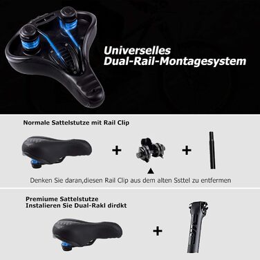 Зручний велосипедний сідло великого розміру з регулятором дощу та світловідбиваючими смугами для чоловіків/жінок, з амортизатором, сумісний з більшістю велосипедів