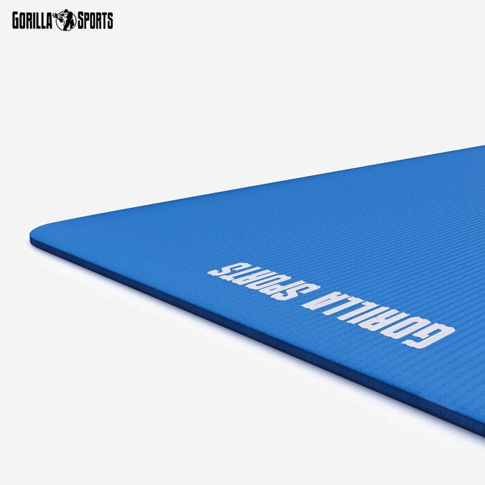 Килимок для йоги та фітнесу GORILLA SPORTS 190x100x1,5 см, королівський синій, нековзний, без фталатів, з ременем для перенесення