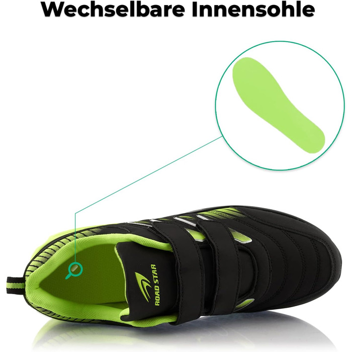 Кросівки для бігу жіночі та чоловічі з амортизацією, спортивні, легкі (42 EU, Чорний/Зелений)