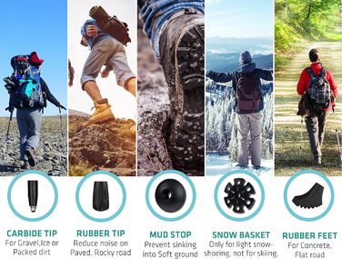 Телескопічна тростина Trekology Trek-Z 2.0, алюмінієва, легка, складана, з корковою ручкою, 100-120 см, для туризму, трекінгу, для людей похилого віку, чорна