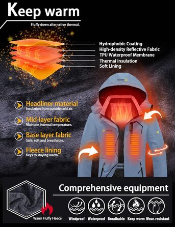 Жіноча водонепроникна гірськолижна куртка GEMYSE з флісовою підкладкою та капюшоном, для активного відпочинку, кольору смарагдова блакить (L)