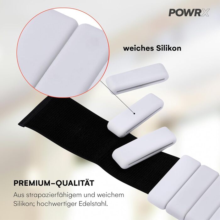 Ваги для зап'ястя PowrX для чоловіків: високоякісний силікон, нержавіюча сталь, зручні, легкі у чищенні, антибактеріальні, для фітнесу, тренувань, подорожей - Білий