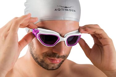 Окуляри для плавання AqtivAqua DX з широким оглядом, UV-захистом, антифогом, герметичні, з регульованим силіконовим ремінцем для дорослих і підлітків, для басейну та відкритої води